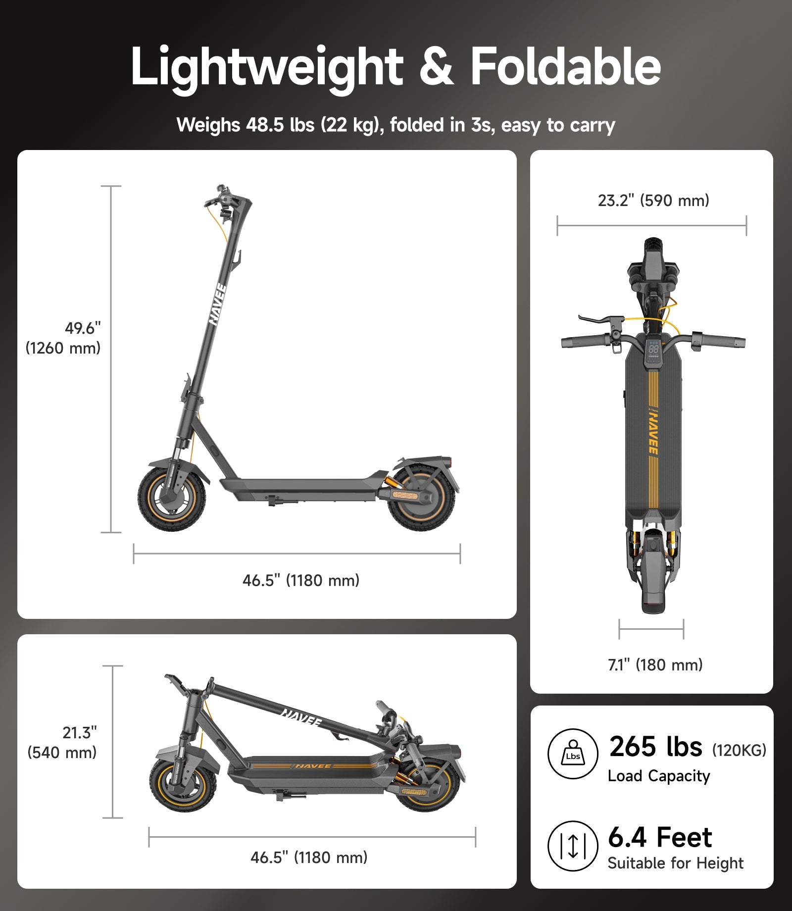 NAVEE GT3 Pro Electric Scooter｜Dual Spring Shock Suspension｜37.3miles Eco-range｜1000W