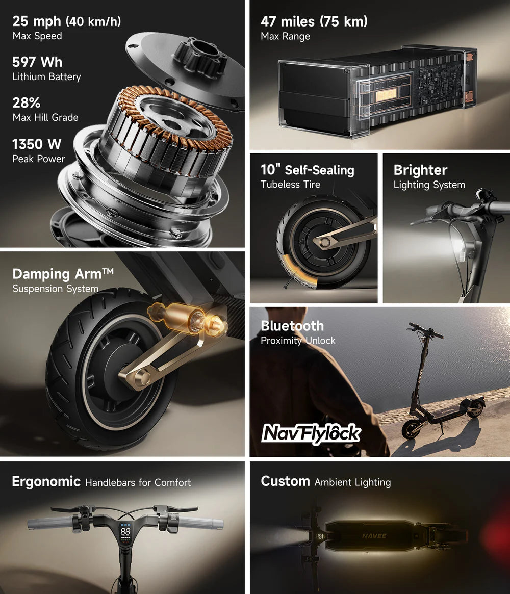 NAVEE ST3 Pro Damping Arm™  Suspension City E-scooter